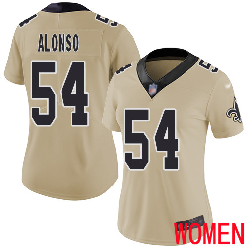 New Orleans Saints Limited Gold Women Kiko Alonso Jersey NFL Football #54 Inverted Legend Jersey
